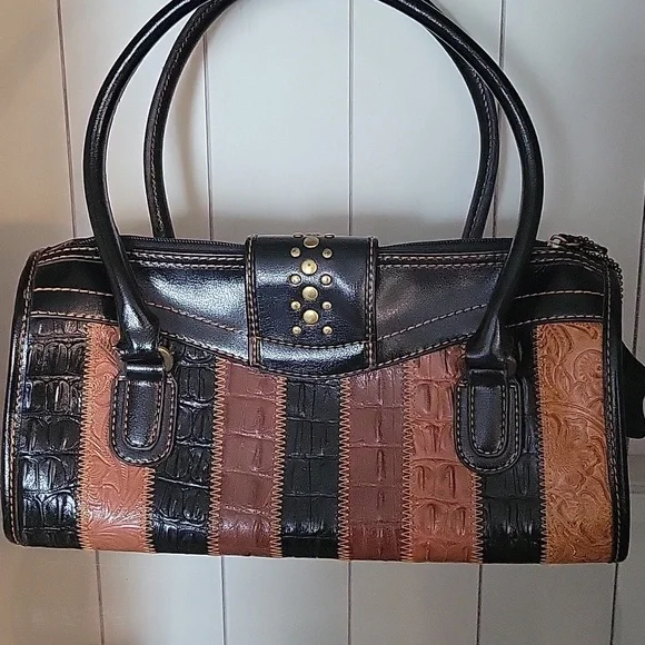 Genuine Leather Western Handbag Purse Animal Print Skin In Nice Condition - Picture 5 of 10